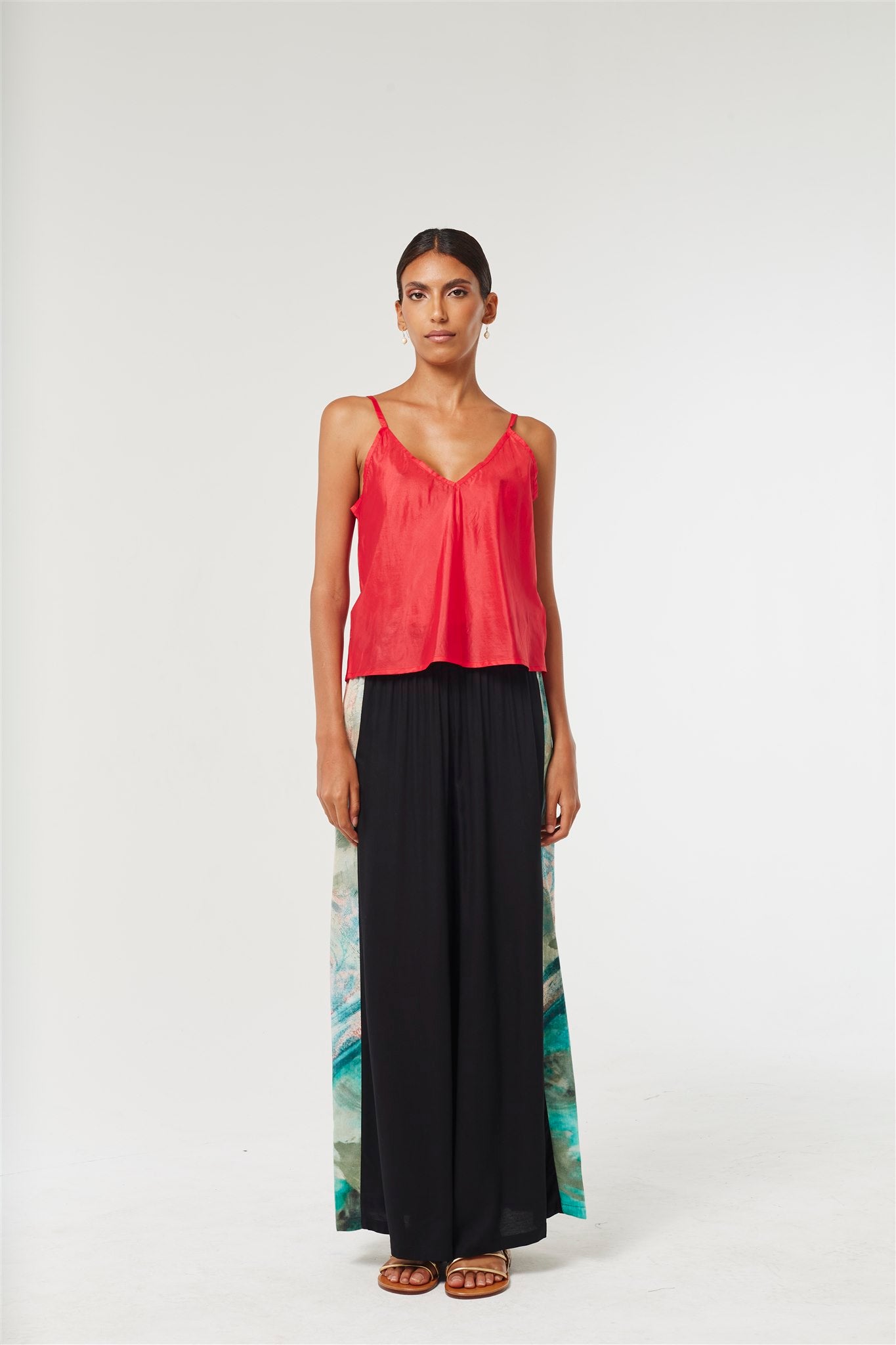 Wide Leg Pants - Black/Lotus