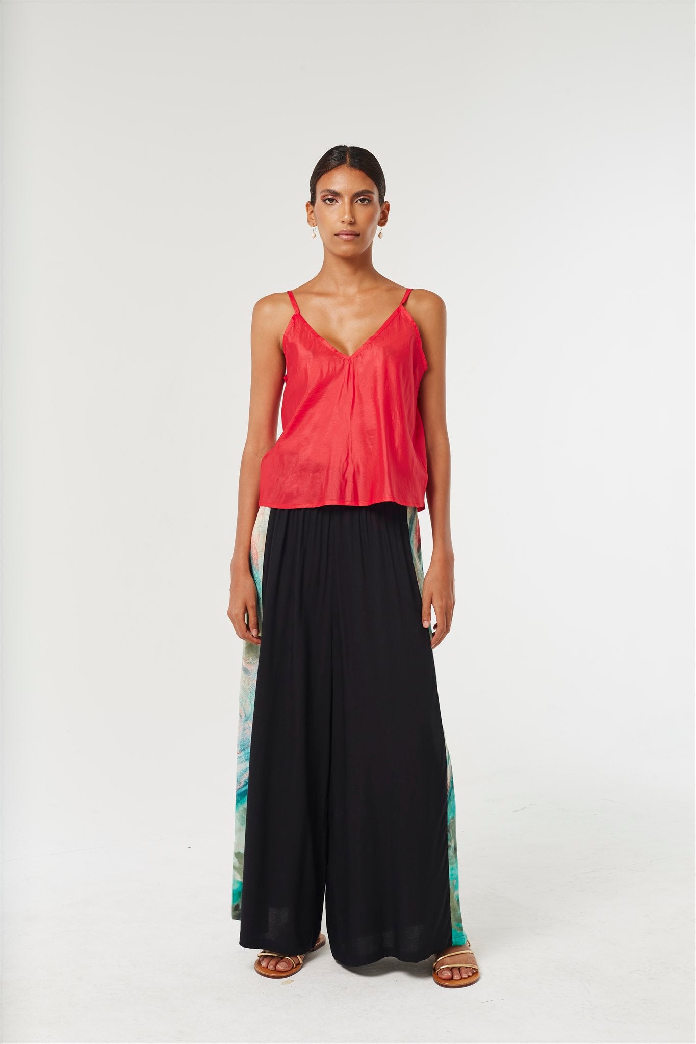 Wide Leg Pants - Black/Lotus