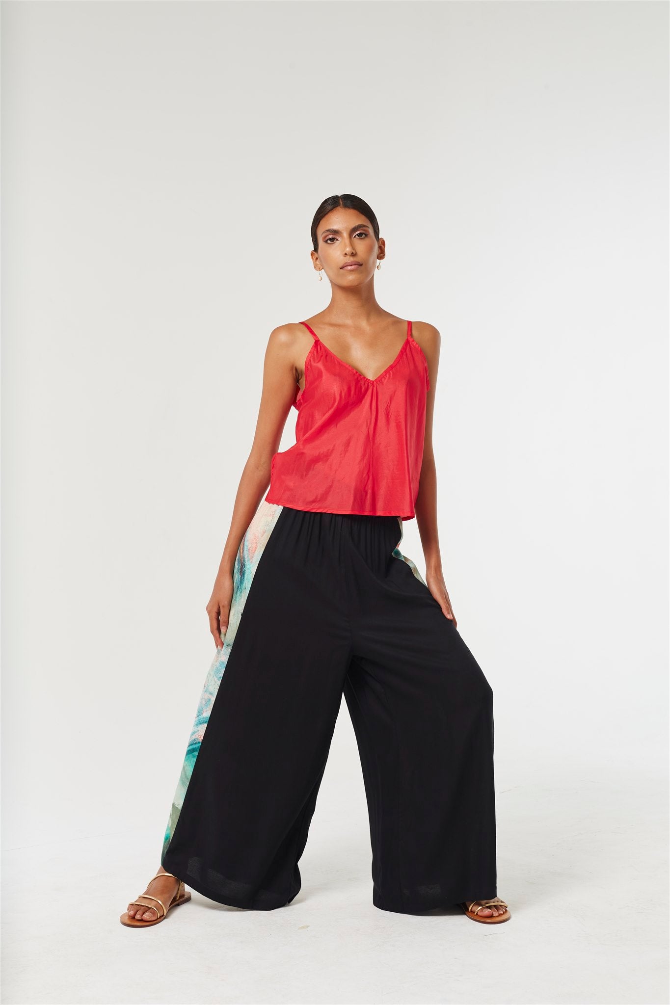 Wide Leg Pants - Black/Lotus