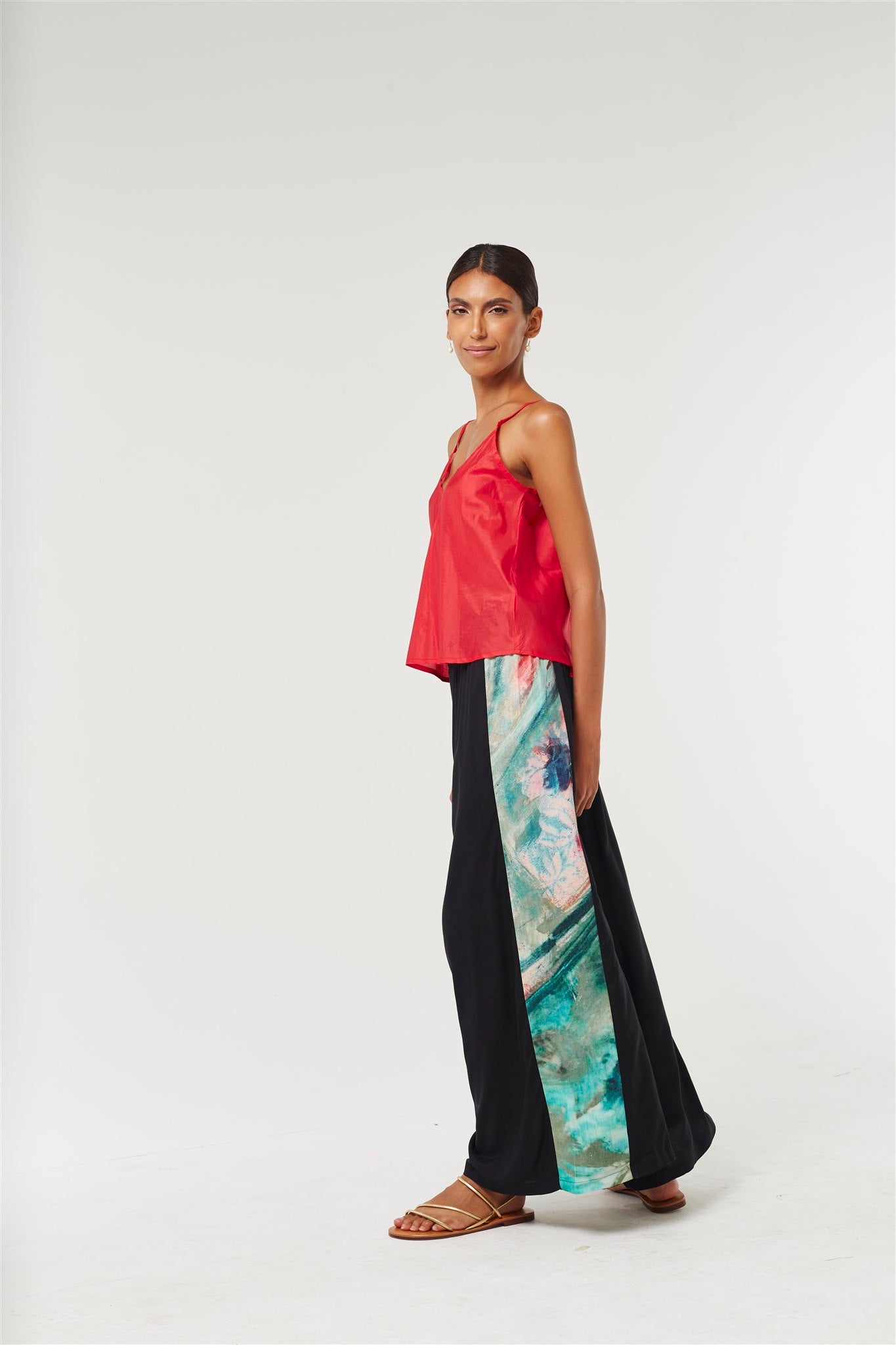 Wide Leg Pants - Black/Lotus
