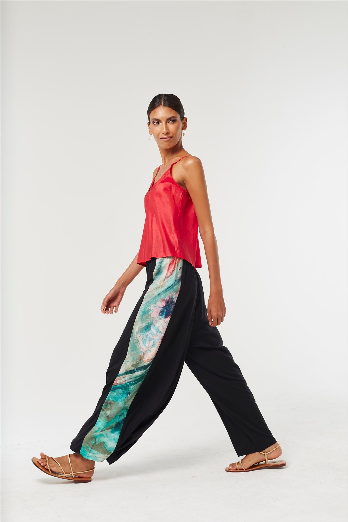 Wide Leg Pants - Black/Lotus