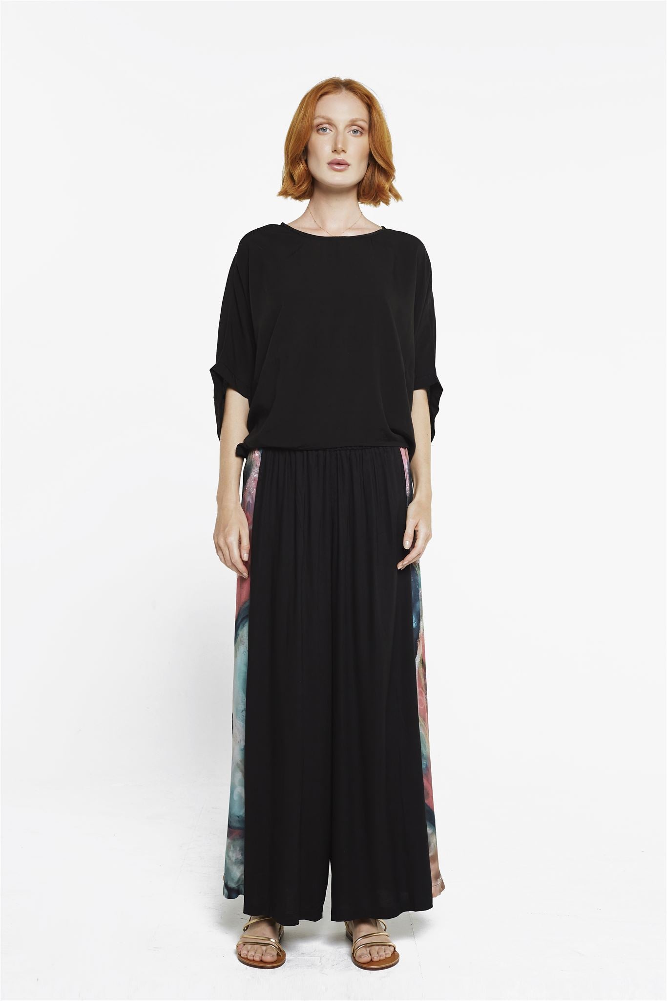 Wide Leg Pants Black/My Heart panel