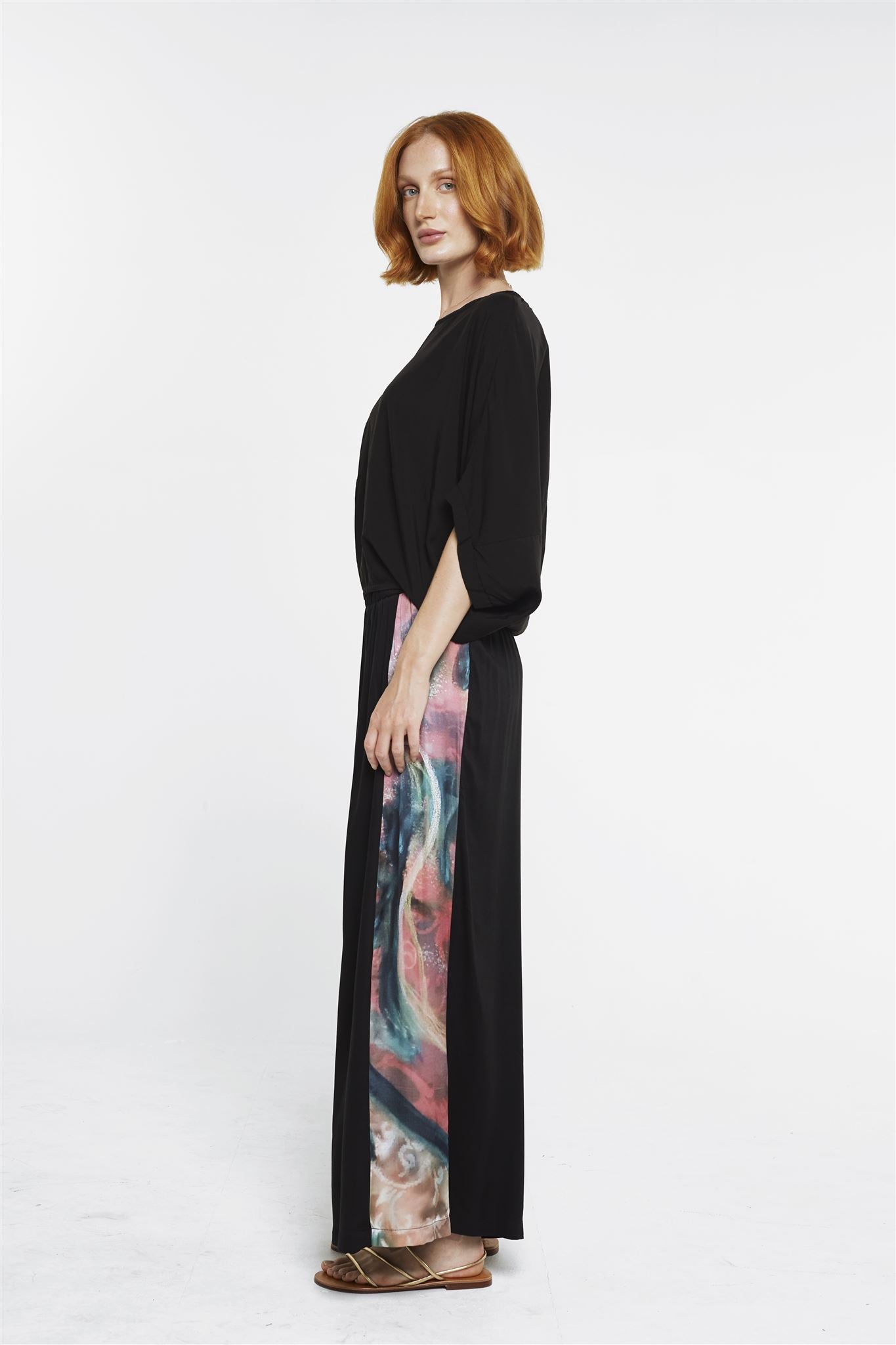 Wide Leg Pants Black/My Heart panel
