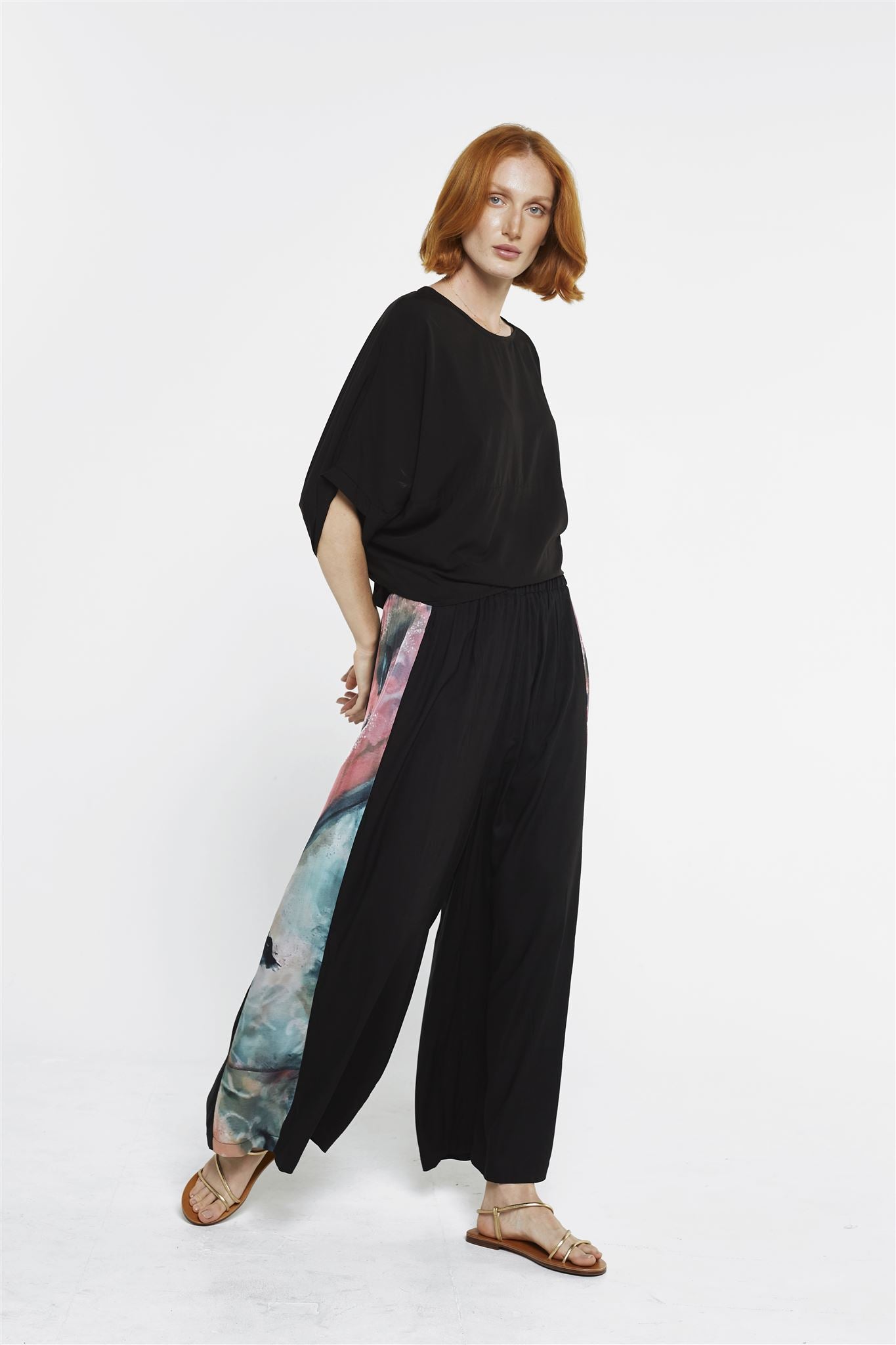 Wide Leg Pants Black/My Heart panel