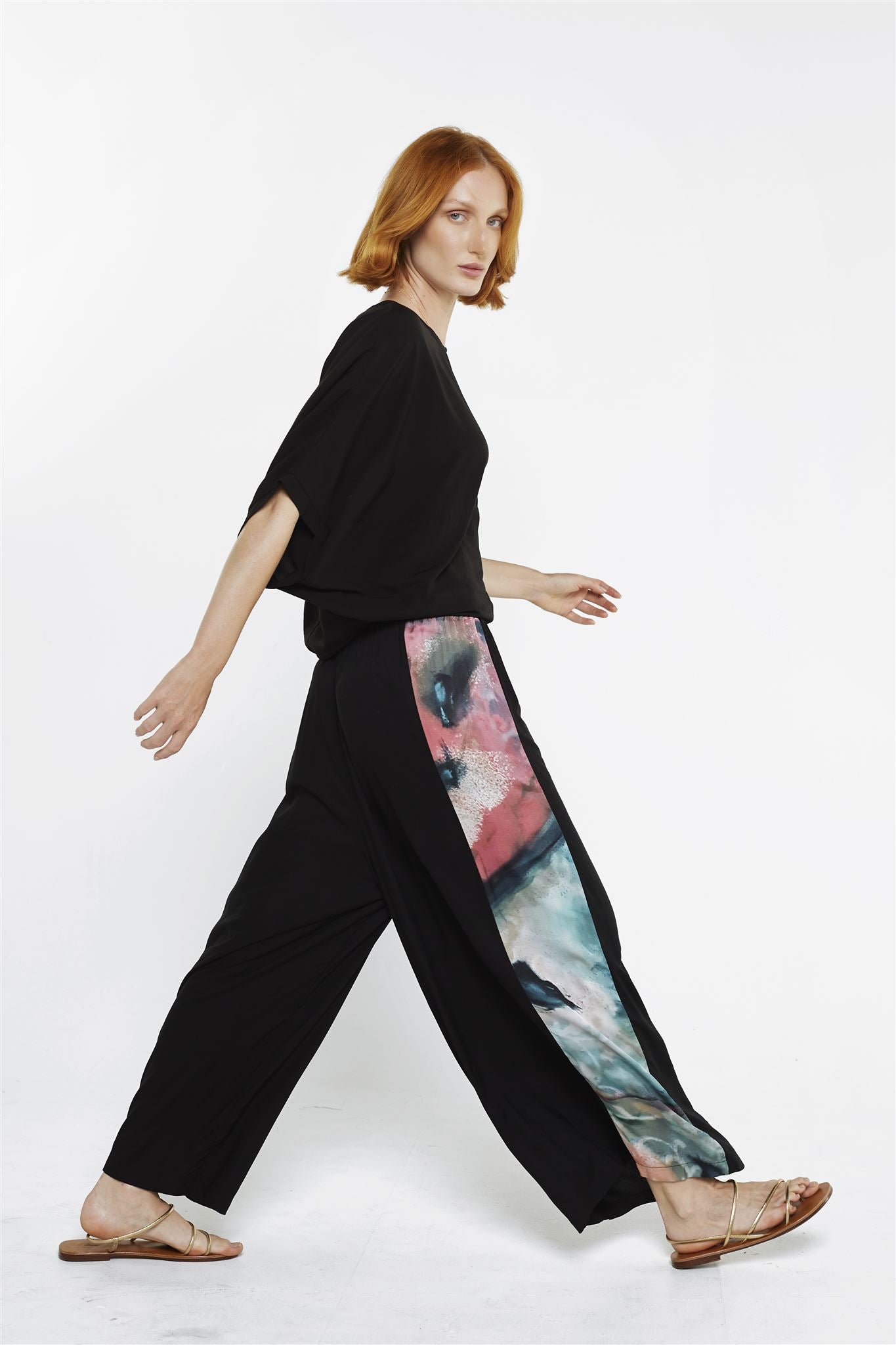 Wide Leg Pants Black/My Heart panel