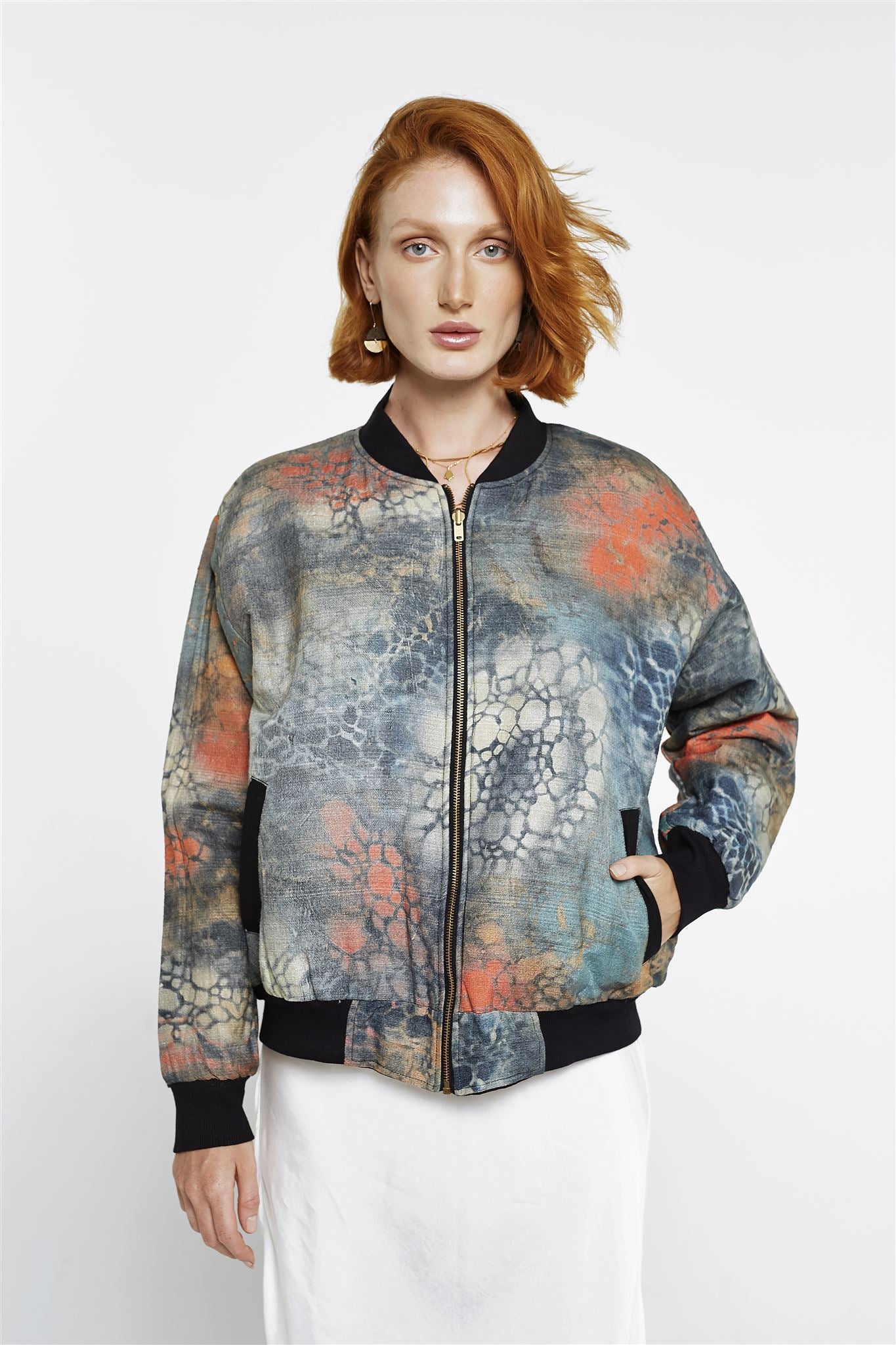 Reversible Bomber Jacket - Lotus Love Wild Silk