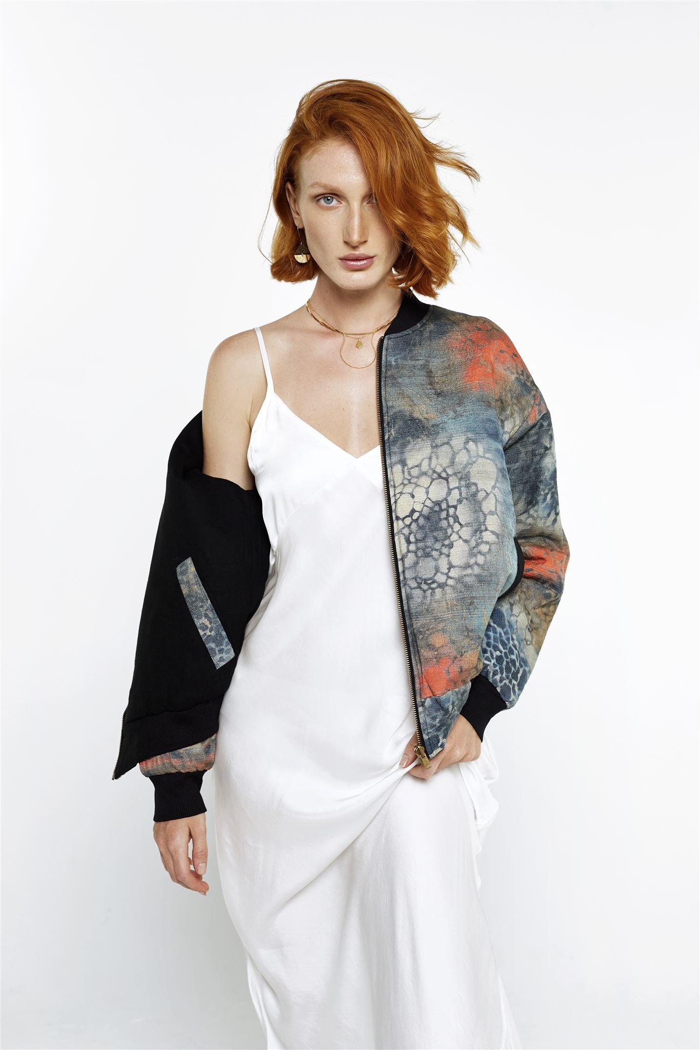 Reversible Bomber Jacket - Lotus Love Wild Silk