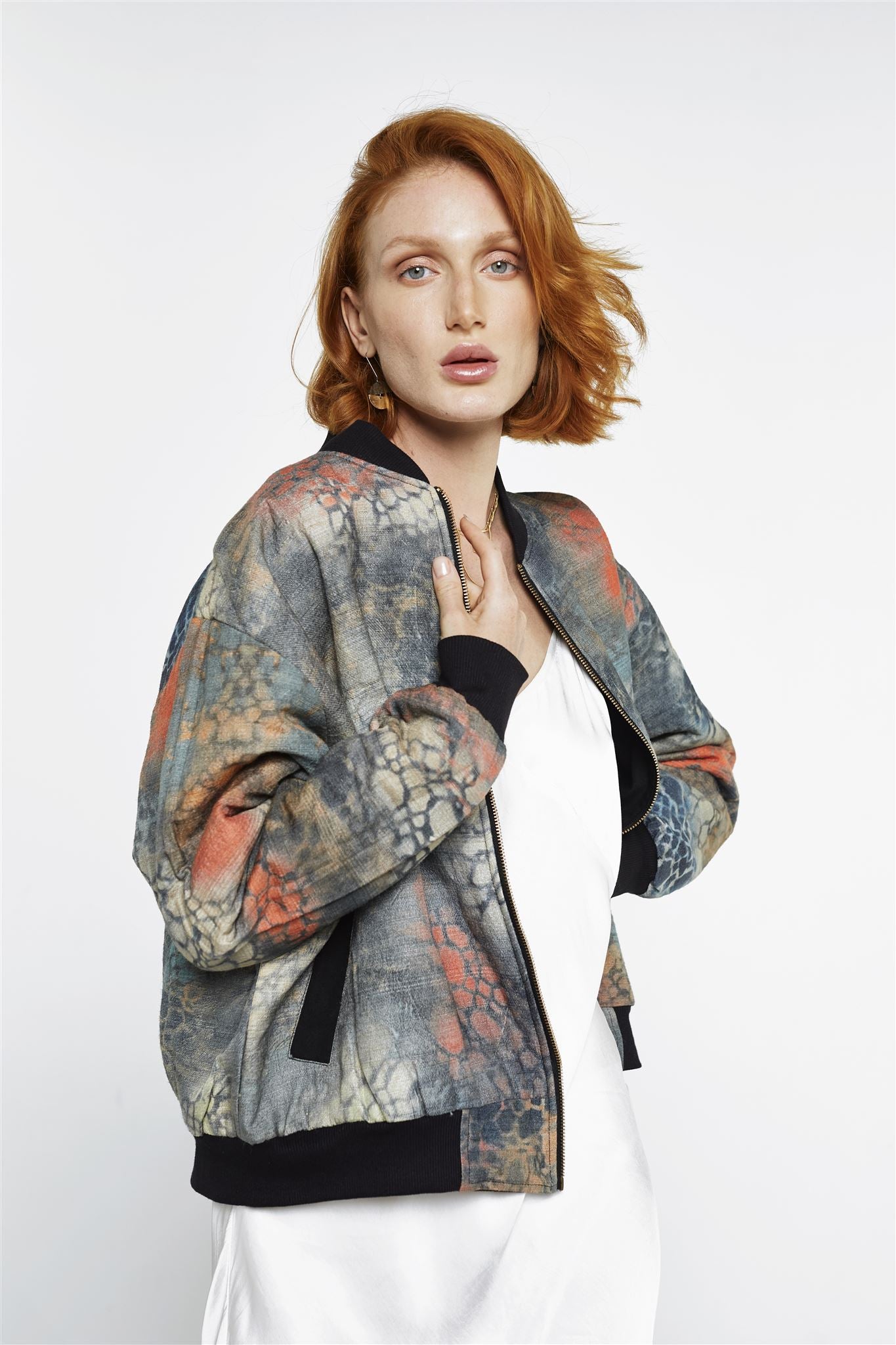 Reversible Bomber Jacket - Lotus Love Wild Silk