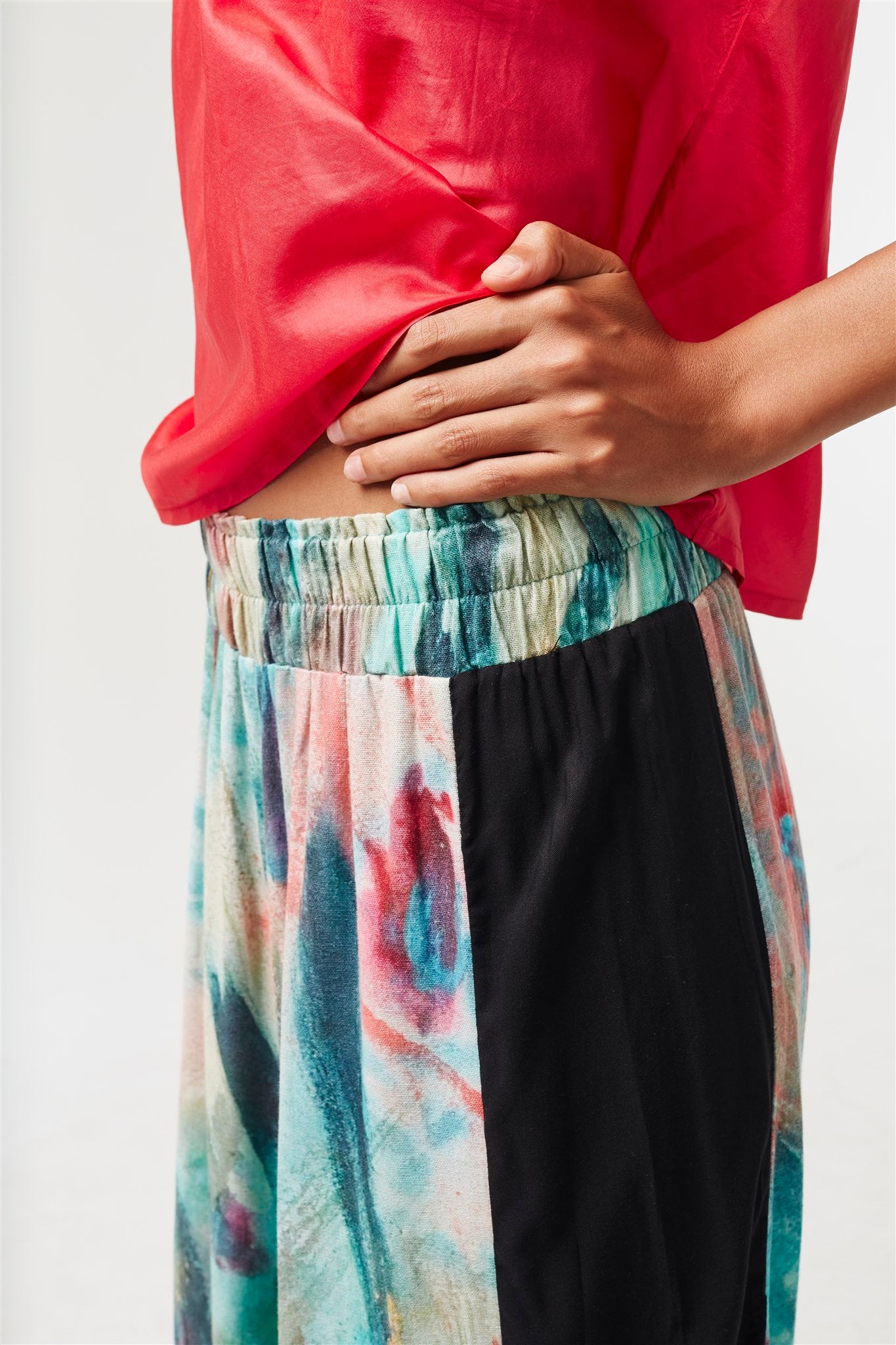 Wide Leg Pants - Lotus/black