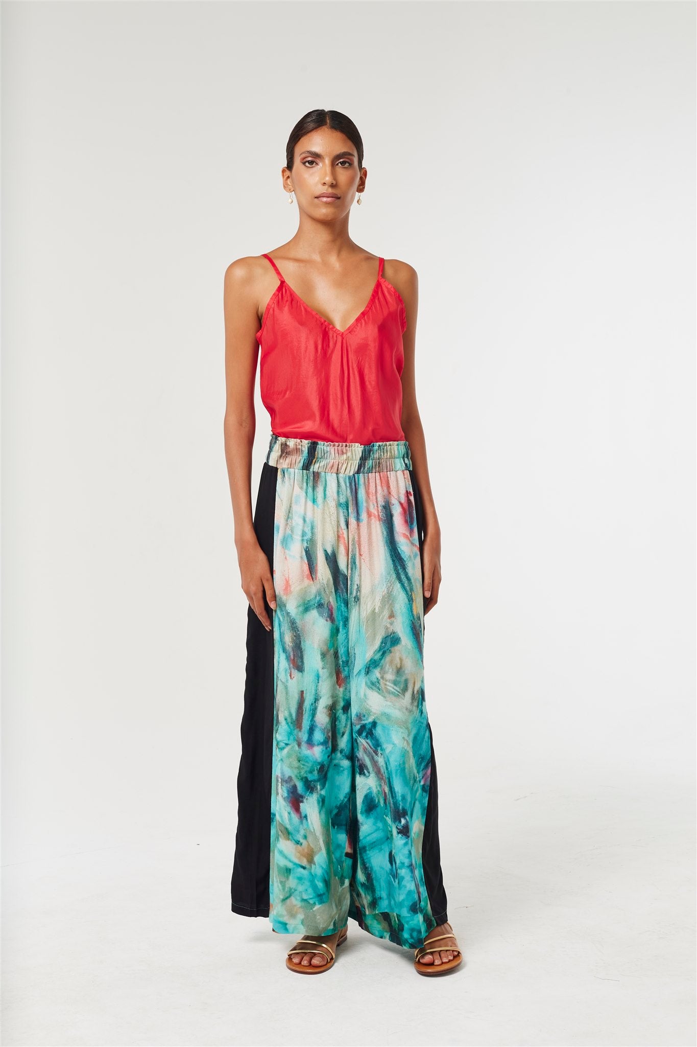Wide Leg Pants - Lotus/black