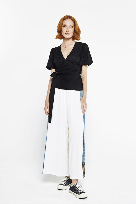 Wide Leg Pants - White/Gilded Age panel