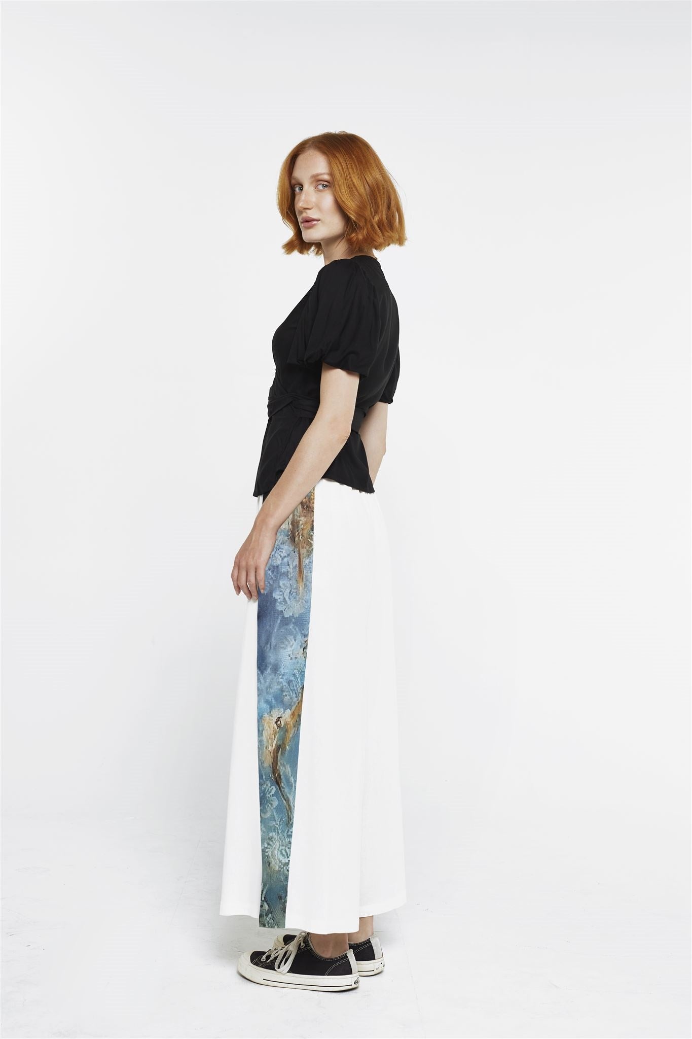 Wide Leg Pants - White/Gilded Age panel