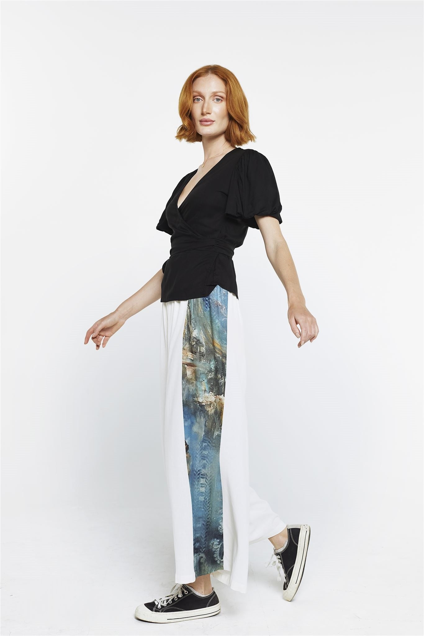 Wide Leg Pants - White/Gilded Age panel