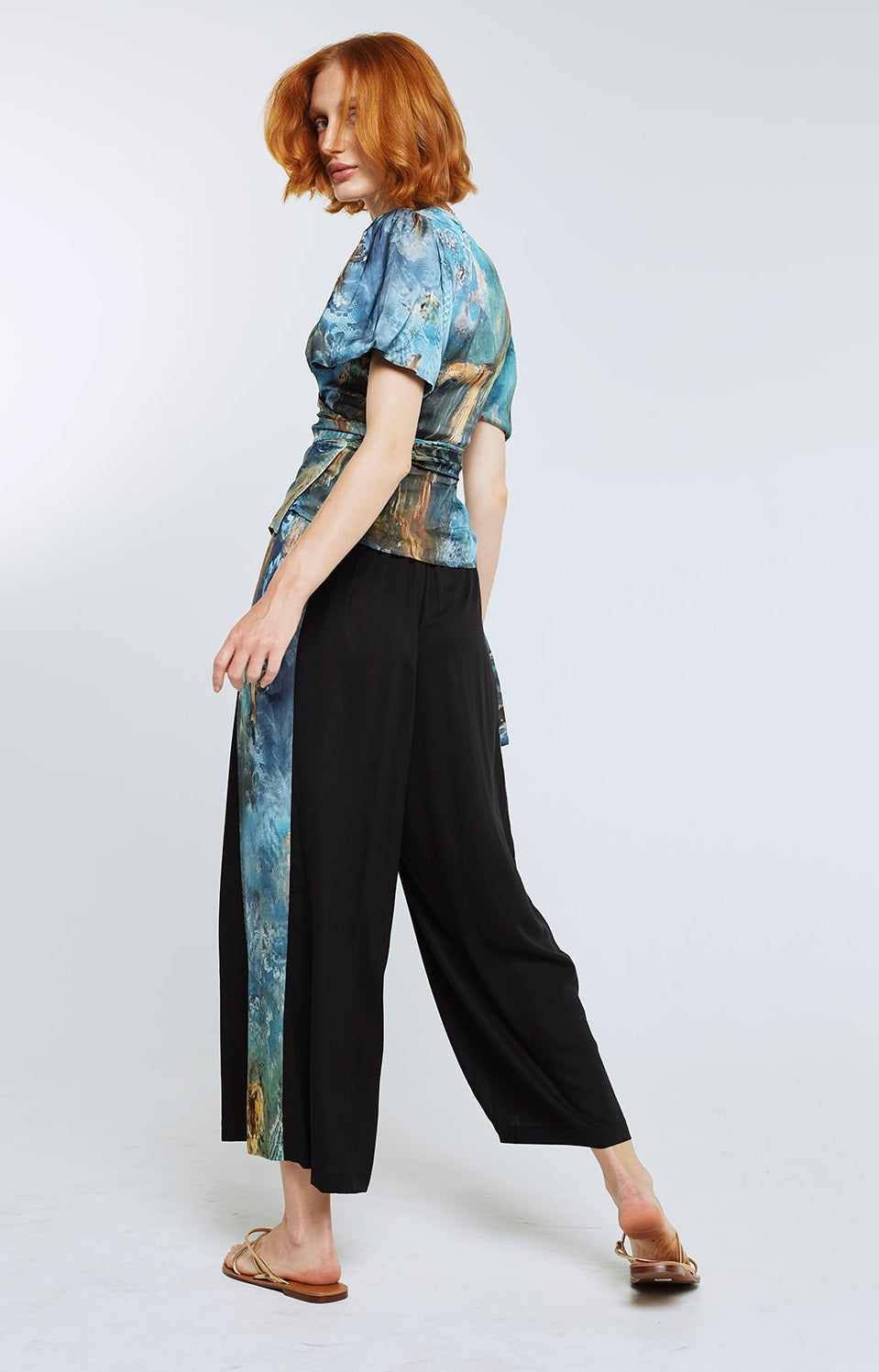 Wide Leg Pants Black/ Gilded Age panel