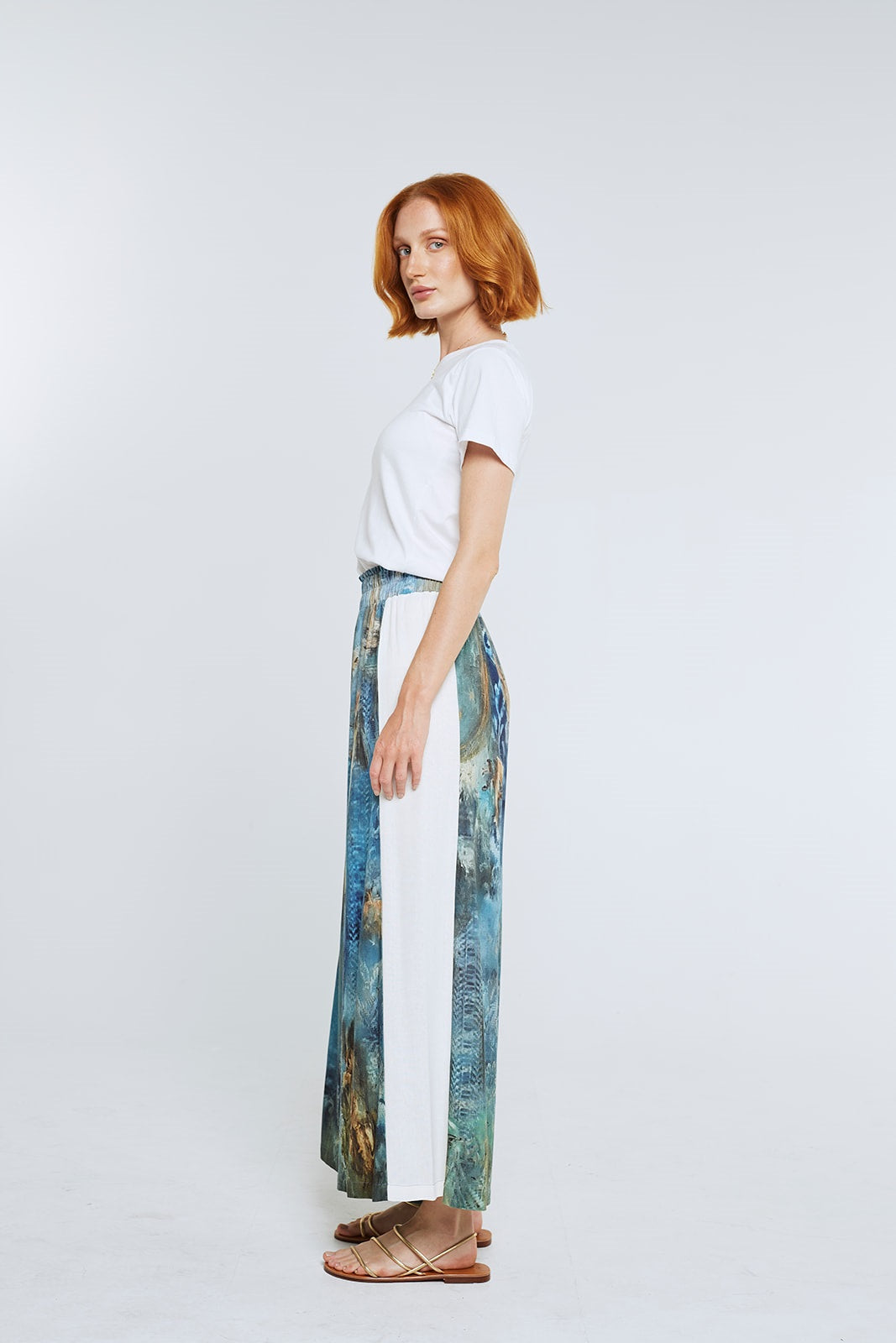 Wide Leg Pants - Gilded Age/White Panel