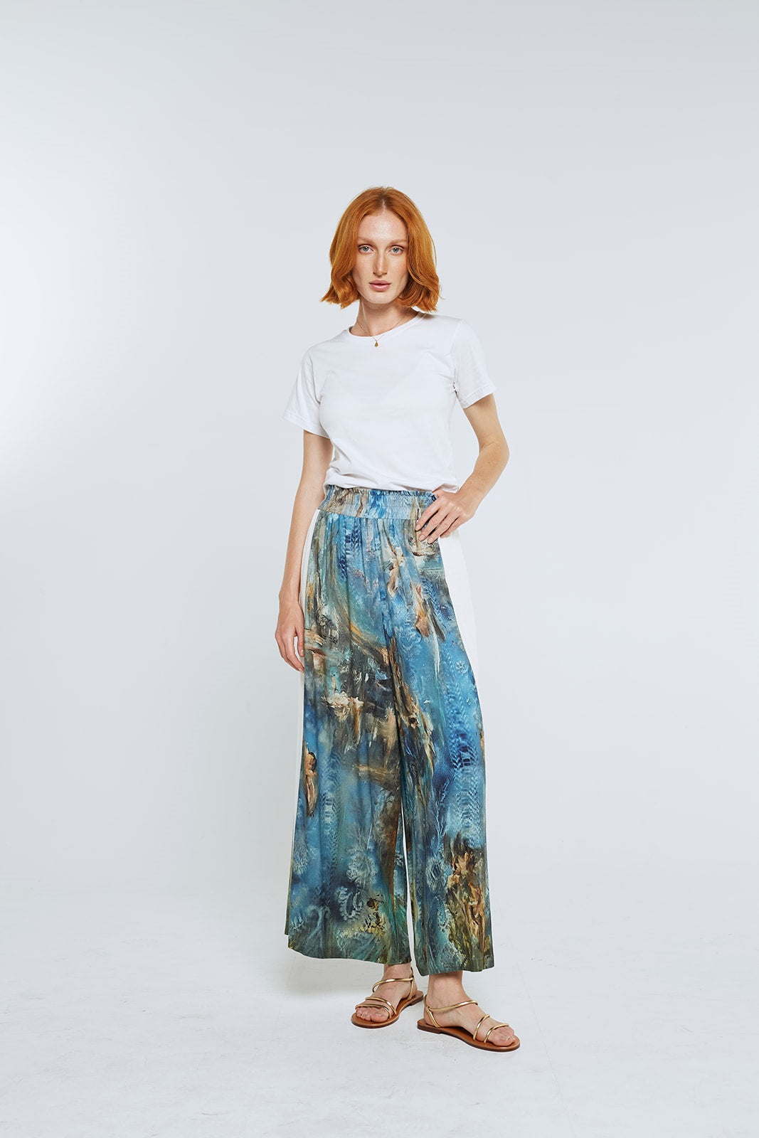 Wide Leg Pants - Gilded Age/White Panel