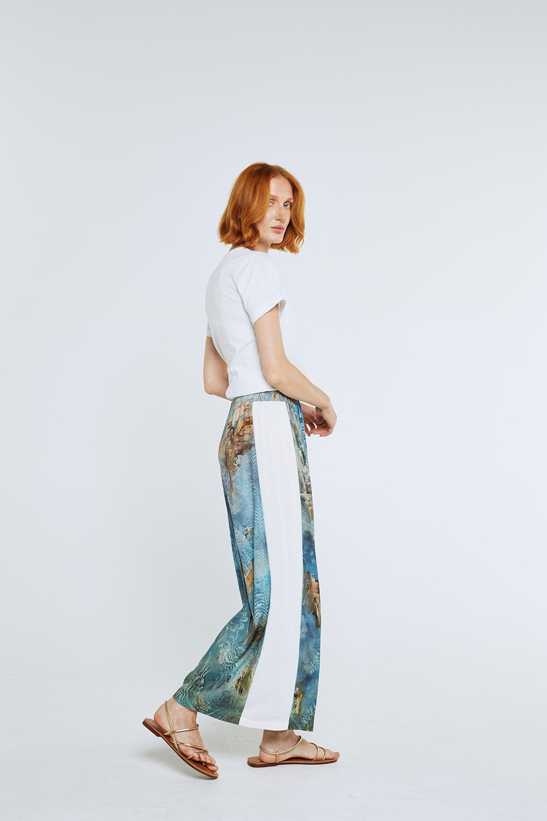 Wide Leg Pants - Gilded Age/White Panel