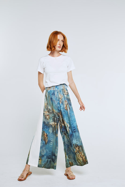 Wide Leg Pants - Gilded Age/White Panel