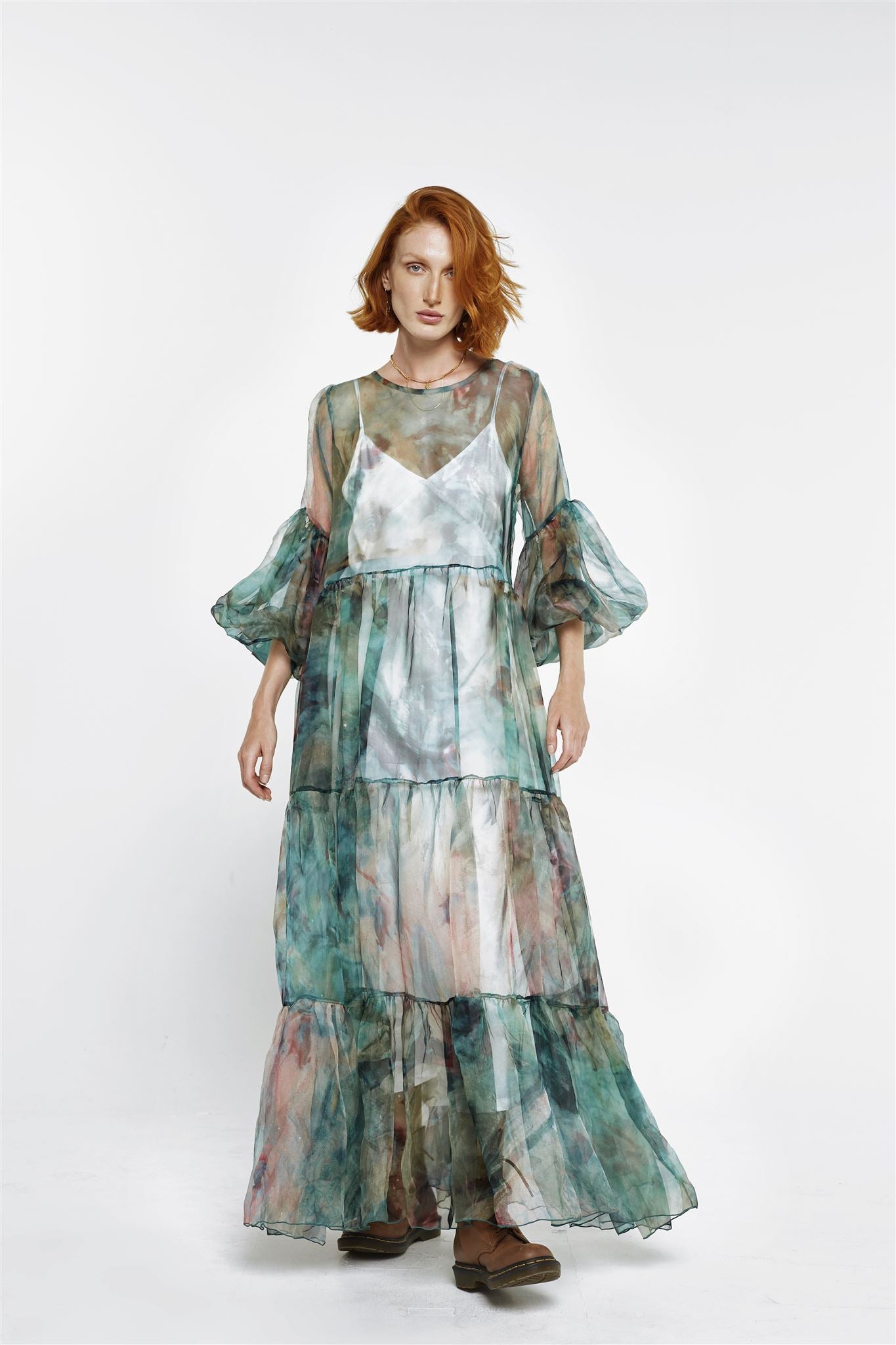 Sheer Overlay Maxi Dress - Lotus