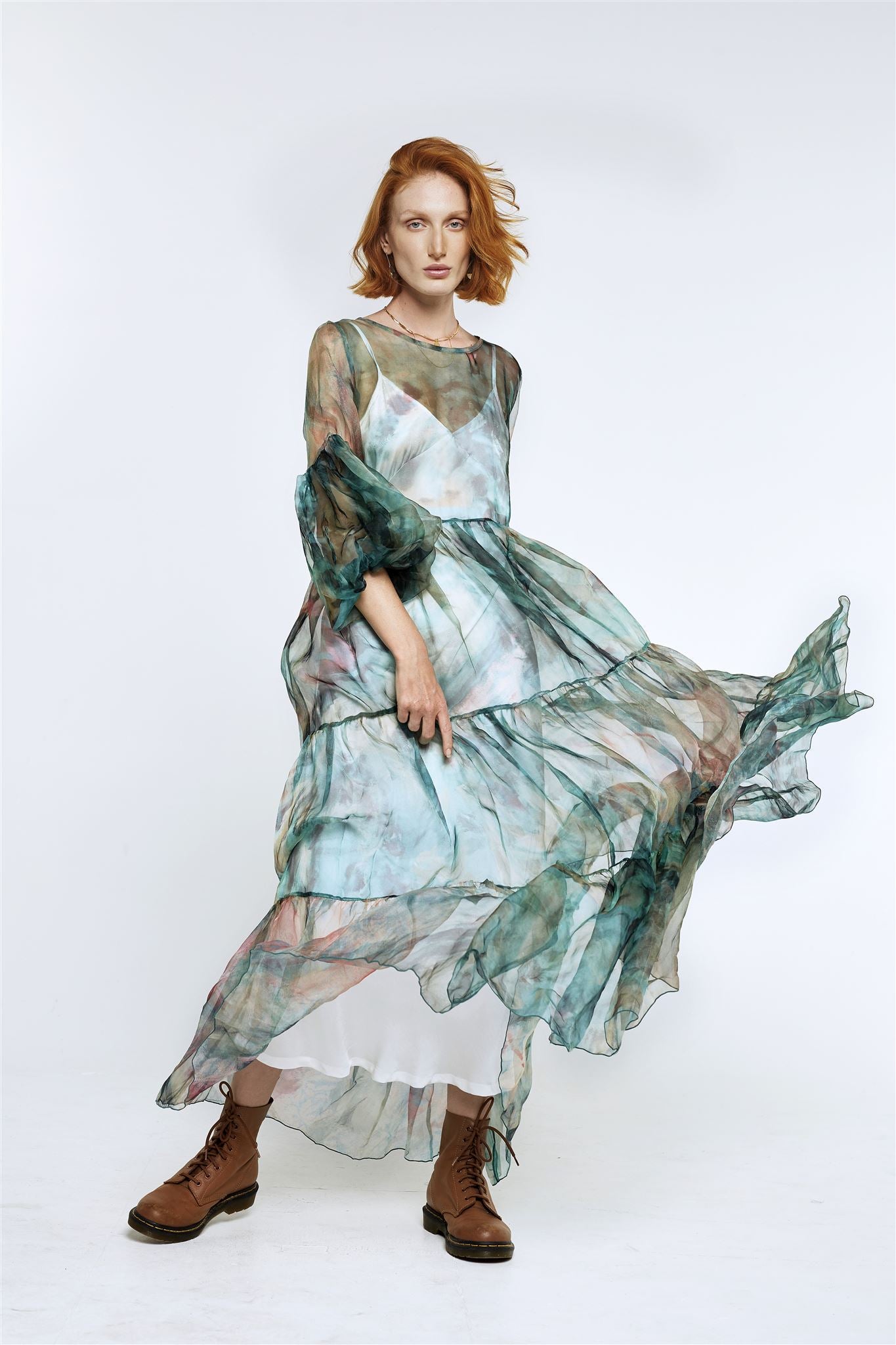 Sheer Overlay Maxi Dress - Lotus