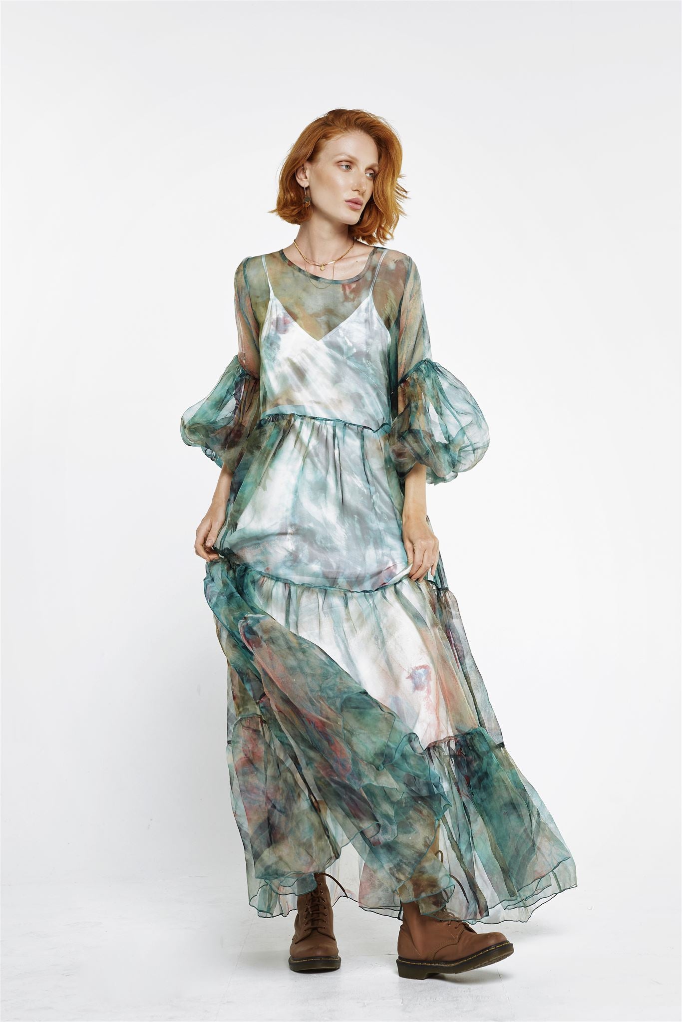 Sheer Overlay Maxi Dress - Lotus